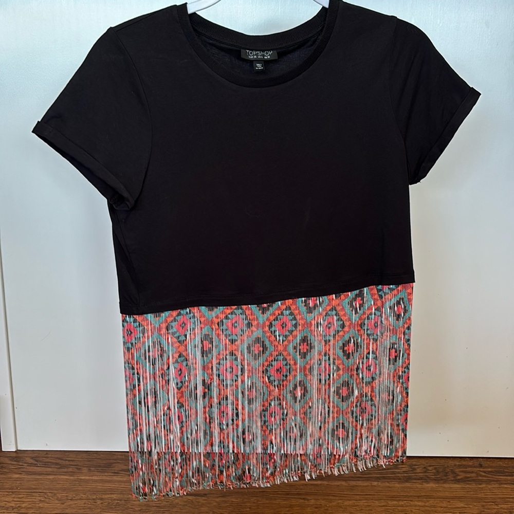 Topshop crop top with fringe hang